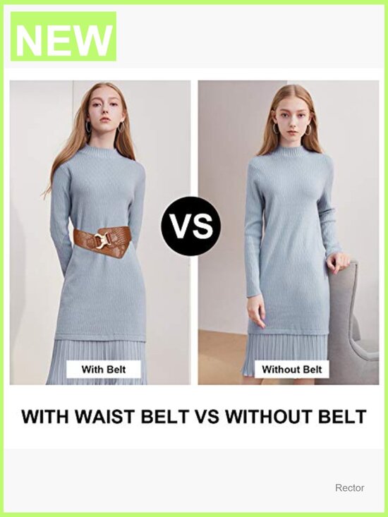 Vintage Wide Elastic Stretch Waist Belt with Gold Buckle main image 7